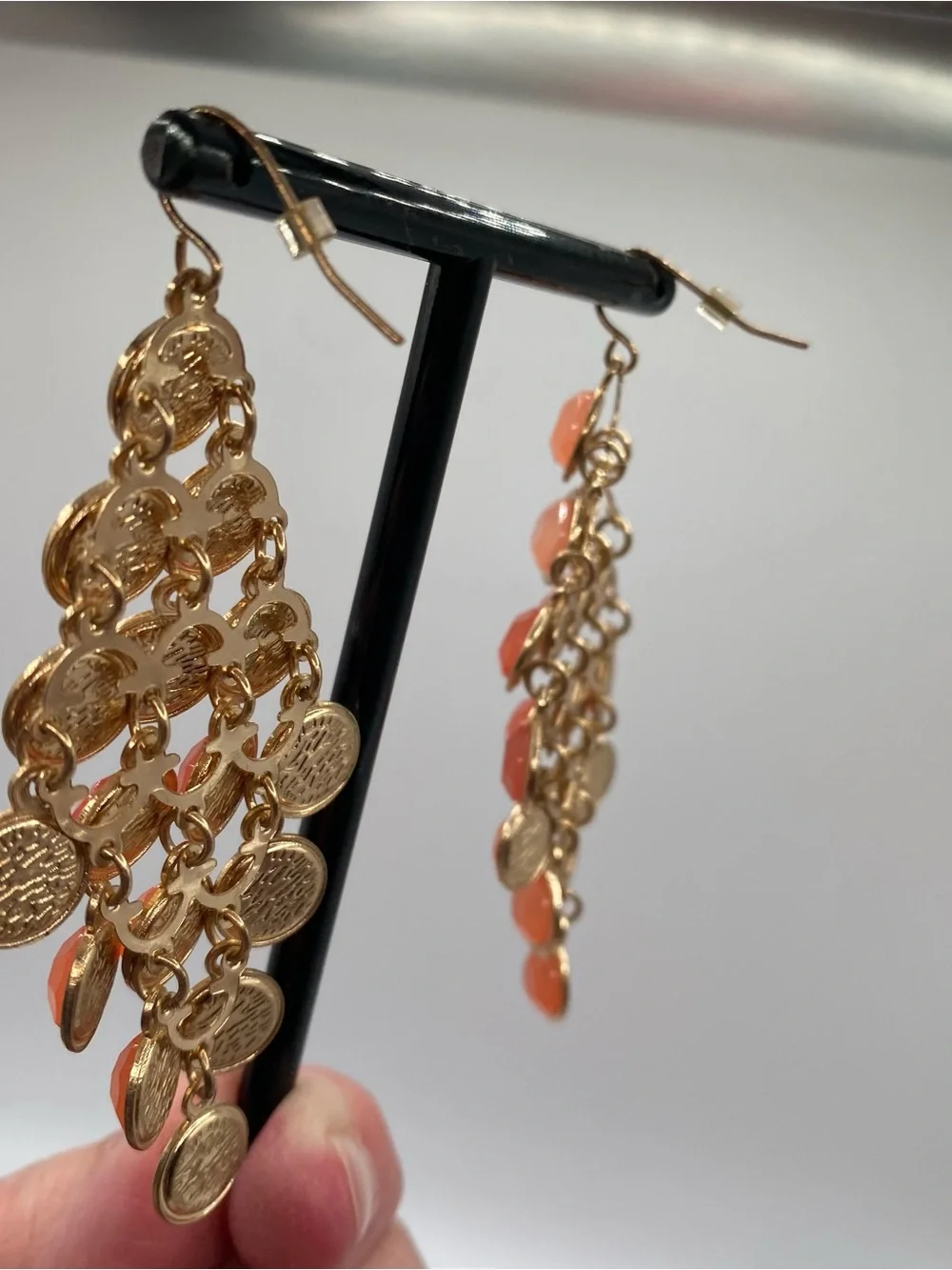 Eclectic Gold-Tone Coral Cluster Drop Earrings